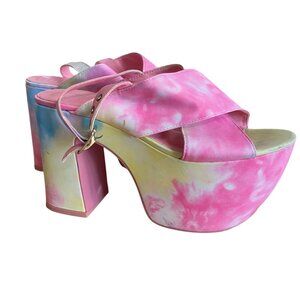 Current Mood Tie-Dye Platform Sandals With Adjustable Strap